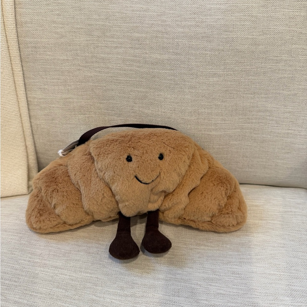 Jellycat Brown Croissant Stuffed Animal Crossbody bag- NWT